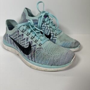 WOMENS NIKE FREE 4.0 FLYKNIT RUNNING SHOES SIZE 9 BLUE WHITE 631050 403